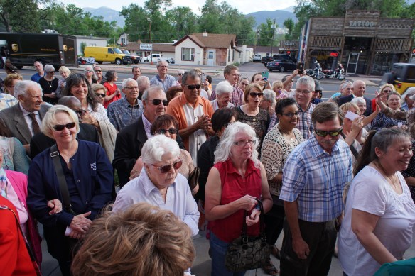 Parishioners await entry